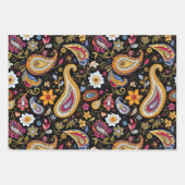 Schönes Paisley Pattern Schwarz farbenfroh Geschenkpapier Set (Vorderseite 3)