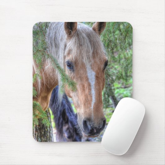 Schönes Palomino Paint Horse & Branchen im Regen Mousepad (Mit Mouse)