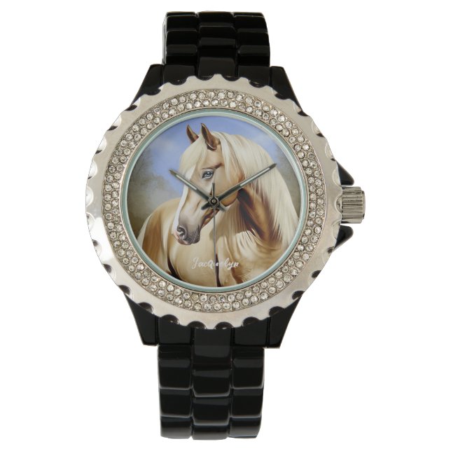 Schönes Palomino Pferd Armbanduhr (Vorderseite)