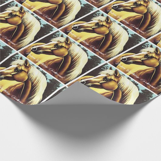 Schönes Palomino Pferd Geburtstag Geschenkpapier (Ecke)