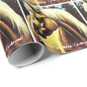 Schönes Palomino Pferd Geburtstag Geschenkpapier (Rolleneckpunkt)
