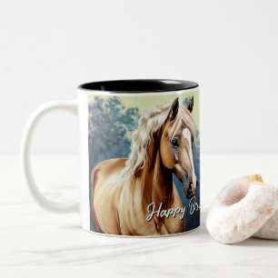 Schönes Palomino Pferd Geburtstag Zweifarbige Tasse