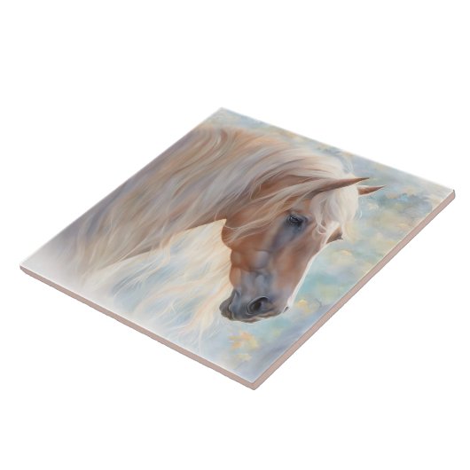 Schönes Palomino Pferd Long Mane Fliese (Seite)