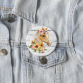Schönes Palomino Pferd mit Sonnenblumen Custom Button (Beispiel)