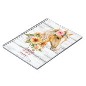 Schönes Palomino Pferd mit Sonnenblumen Custom Notizblock (Linke Seite)