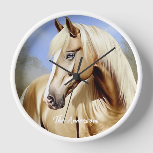 Schönes Palomino Pferd Uhr (Vorderseite)