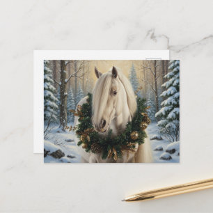 Schönes Palomino-Pferd Winterwald Weihnachten Postkarte