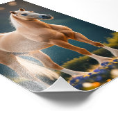 Schönes Palomino Quarter Reiten mit Blume Fotodruck (Ecke)