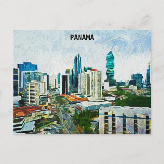 Schönes Panama City Oil Paint Cityscape Postkarte (Vorderseite)
