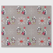 Schönes Panda Weihnachtswrapping Paper Geschenkpapier (Flach)