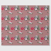 Schönes Panda Weihnachtswrapping Paper Geschenkpapier (Flach)
