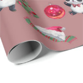 Schönes Panda Weihnachtswrapping Paper Geschenkpapier (Rolleneckpunkt)