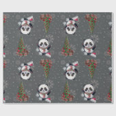 Schönes Panda Weihnachtswrapping Paper Geschenkpapier (Flach)