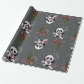 Schönes Panda Weihnachtswrapping Paper Geschenkpapier (Ungerollt)