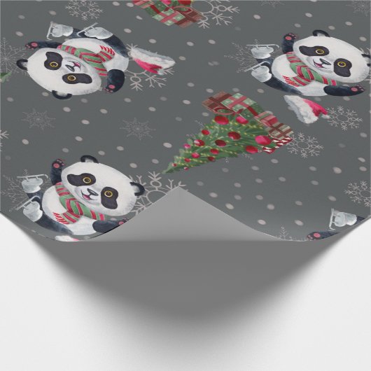 Schönes Panda Weihnachtswrapping Paper Geschenkpapier (Ecke)