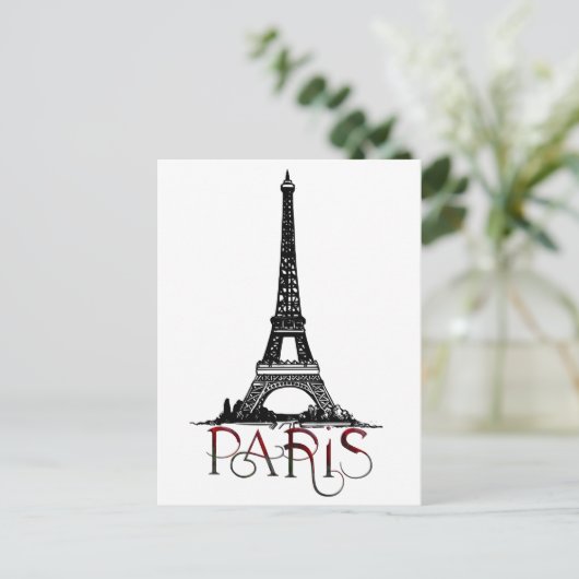 Schönes Paris, Eiffelturm Vintag Grunge Postkarte (Stehend Vorderseite)