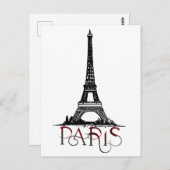Schönes Paris, Eiffelturm Vintag Grunge Postkarte (Vorne/Hinten)