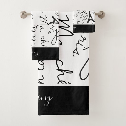 Schönes Paris in Schwarz und Weiß Badhandtuch Set (Insitu)
