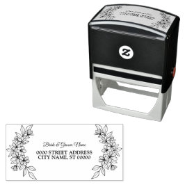 Schönes Party Blumenrahmen Elegante Adresse Permastempel