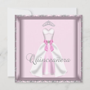 Schönes Partykleid Rosa und Grau Quinceanera Einladung