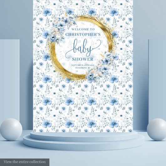 Schönes Pastel Blue Gold Baby Duschband Wandteppich
