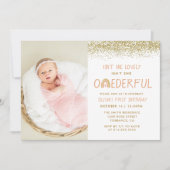 Schönes Pastel Rainbow 1. Geburtstag Foto Einladung (Vorderseite)