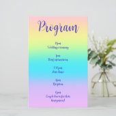 Schönes Pastel Rainbow Gradient Wedding Program (Stehend Vorderseite)