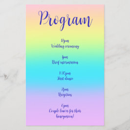 Schönes Pastel Rainbow Gradient Wedding Program