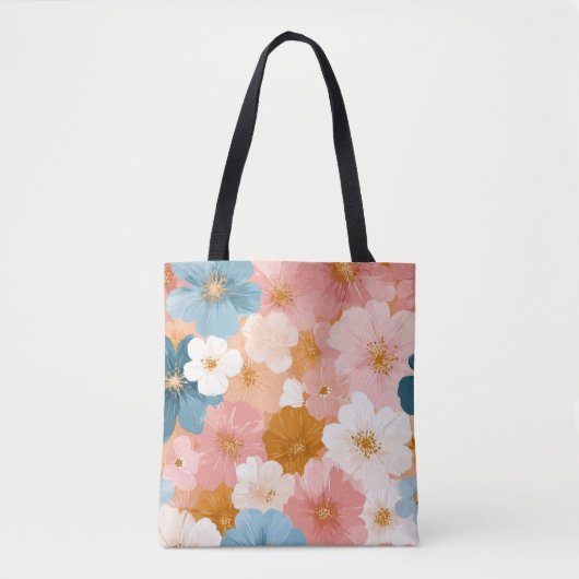 Schönes pastellfarbenes Blumenmuster Tasche (Vorderseite)