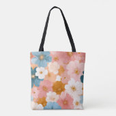 Schönes pastellfarbenes Blumenmuster Tasche (Rückseite)