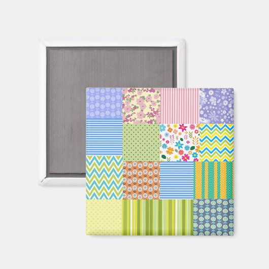 Schönes Patchwork-Design Magnet (Vorderseite/Rückseite)
