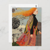 Schönes Patchwork-Kleid Postkarte (Vorne/Hinten)