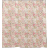 Schönes Patchwork Quilt Muster Pink Hearts Bows Duschvorhang (Vorderseite)