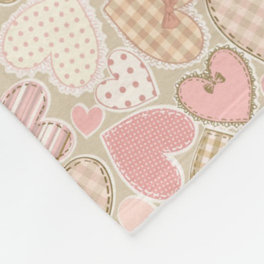 Schönes Patchwork Quilt Muster Pink Hearts Bows Fleecedecke (Ecke)