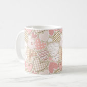Schönes Patchwork Quilt Muster Pink Hearts Bows Kaffeetasse (Vorderseite Links)