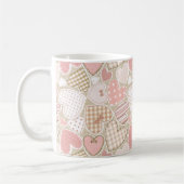 Schönes Patchwork Quilt Muster Pink Hearts Bows Kaffeetasse (Links)