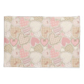Schönes Patchwork Quilt Muster Pink Hearts Bows Kissenbezug (Rückseite)