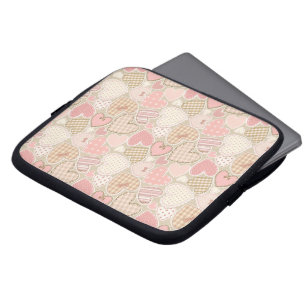 Schönes Patchwork Quilt Muster Pink Hearts Bows Laptopschutzhülle