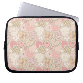 Schönes Patchwork Quilt Muster Pink Hearts Bows Laptopschutzhülle (Vorderseite)