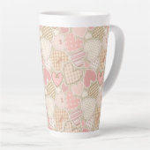 Schönes Patchwork Quilt Muster Pink Hearts Bows Milchtasse (Rechte Ecke)