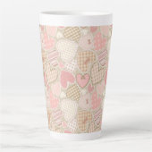 Schönes Patchwork Quilt Muster Pink Hearts Bows Milchtasse (Vorderseite)