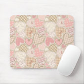 Schönes Patchwork Quilt Muster Pink Hearts Bows Mousepad (Mit Mouse)