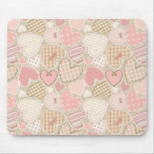 Schönes Patchwork Quilt Muster Pink Hearts Bows Mousepad (Vorne)
