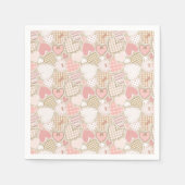 Schönes Patchwork Quilt Muster Pink Hearts Bows Serviette (Vorderseite)