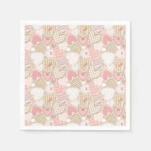 Schönes Patchwork Quilt Muster Pink Hearts Bows Serviette