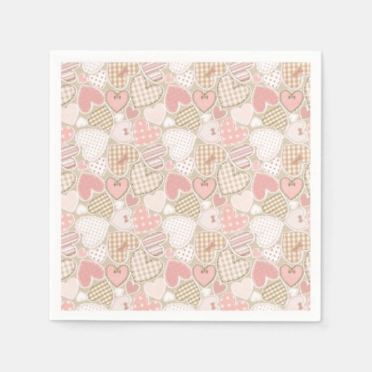 Schönes Patchwork Quilt Muster Pink Hearts Bows Serviette (Vorderseite)
