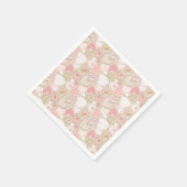 Schönes Patchwork Quilt Muster Pink Hearts Bows Serviette (Ecke)