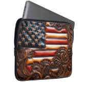 Schönes Patriotisches Western Imitate Tooled Leath Laptopschutzhülle (Vorne Rechts)