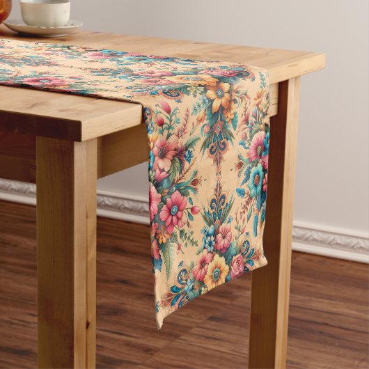 Schönes Peach-Blume-Muster Großer Tischläufer (Beispiel)