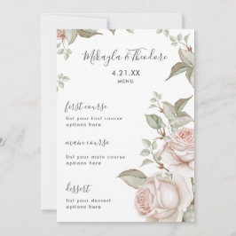 Schönes Peach Blush Rose Hochzeitsmenü